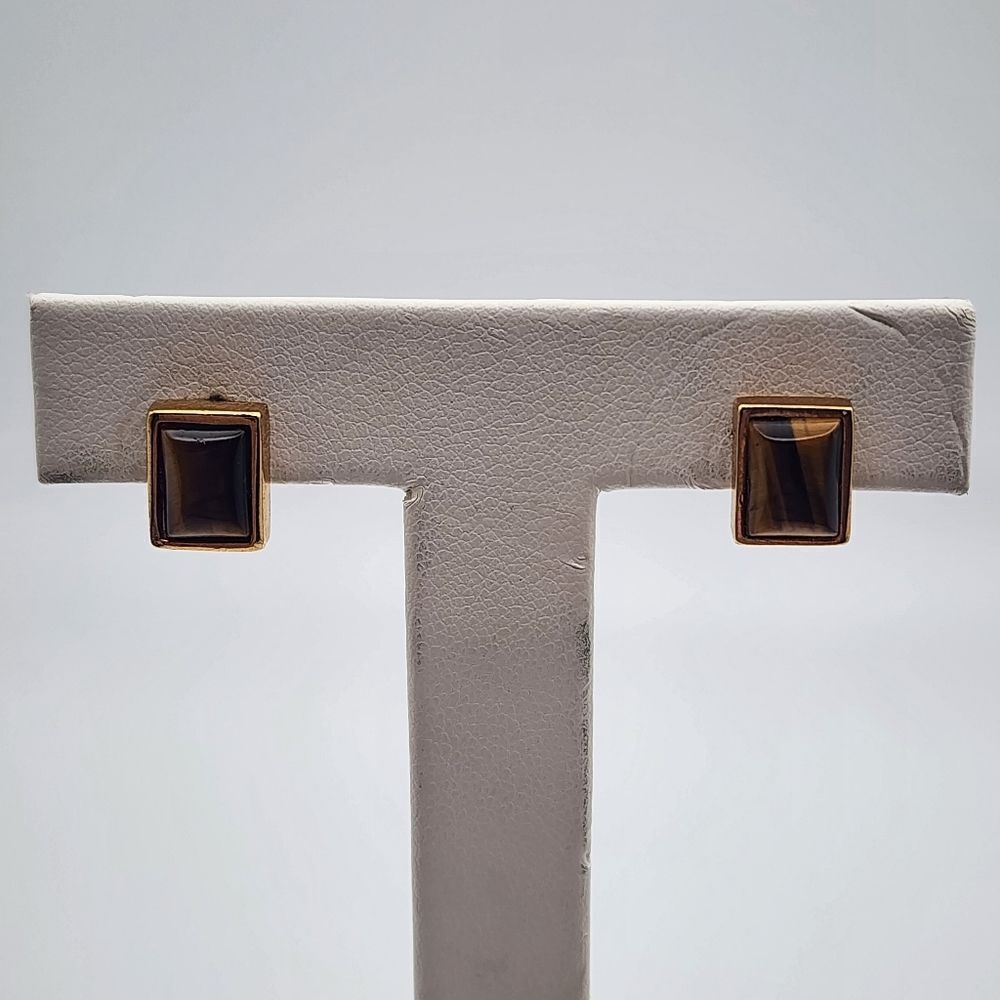 Roman Tiger's Eye Stone Stud Earrings